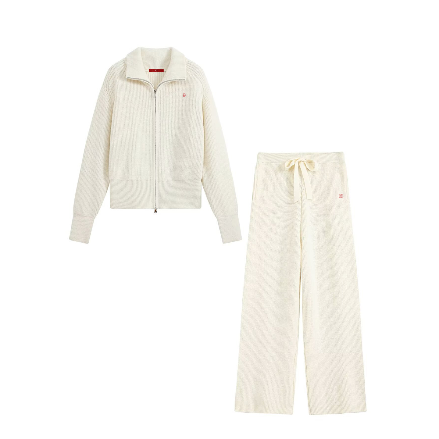 Women Zip Up Collar Knit Two P - огляд і ціна Embellish Knit