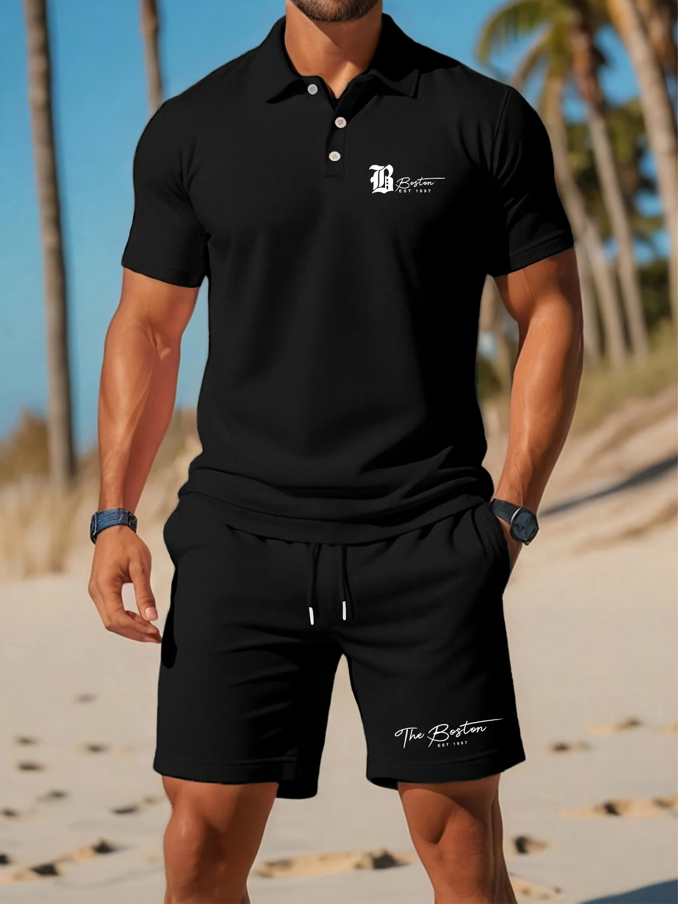 Summer New Men's Polo Shirt Se - огляд і ціна Embellish Knit